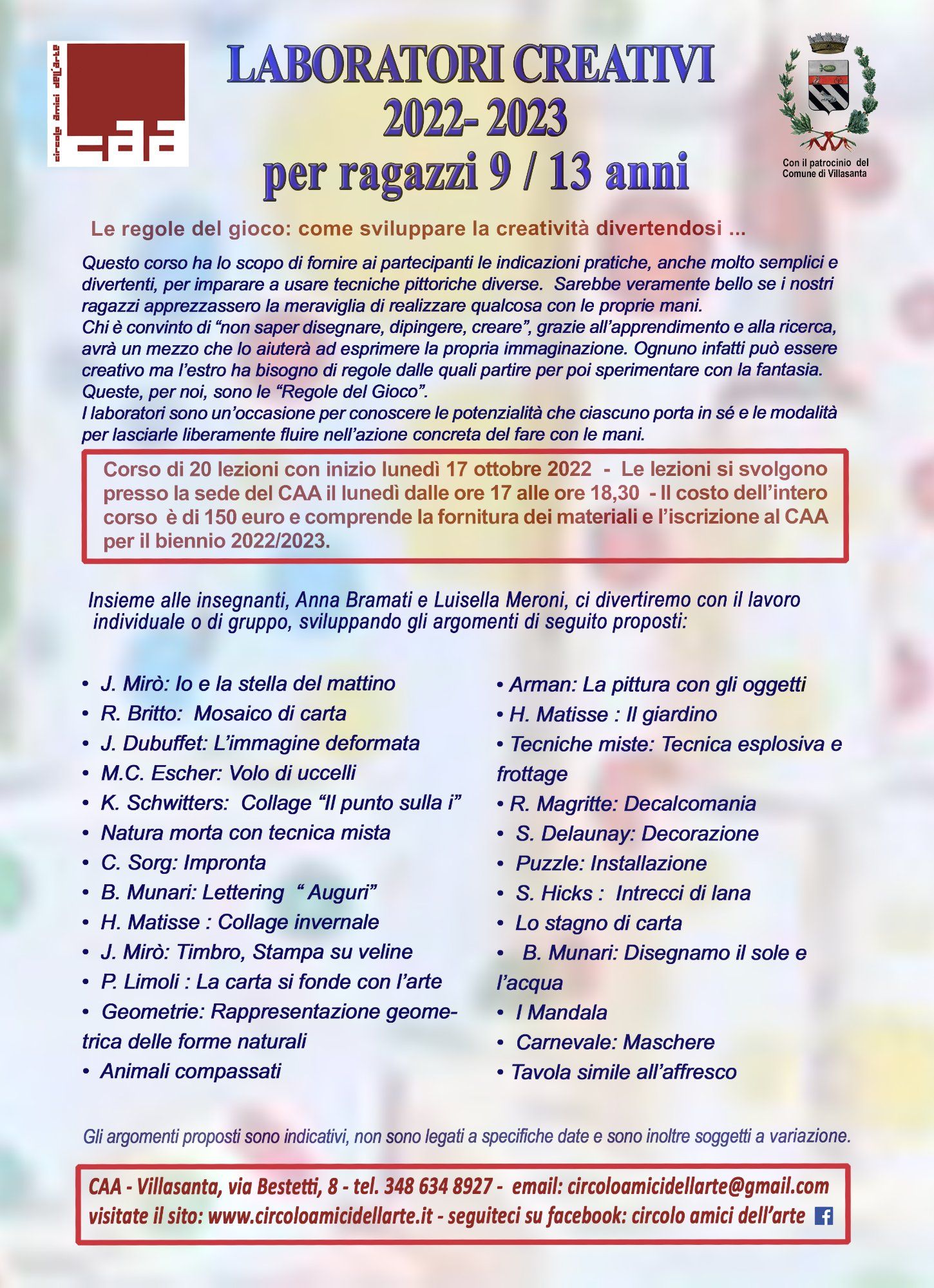 Scopri di più sull'articolo LABORATORI CREATIVI PER RAGAZZI 2022-2023